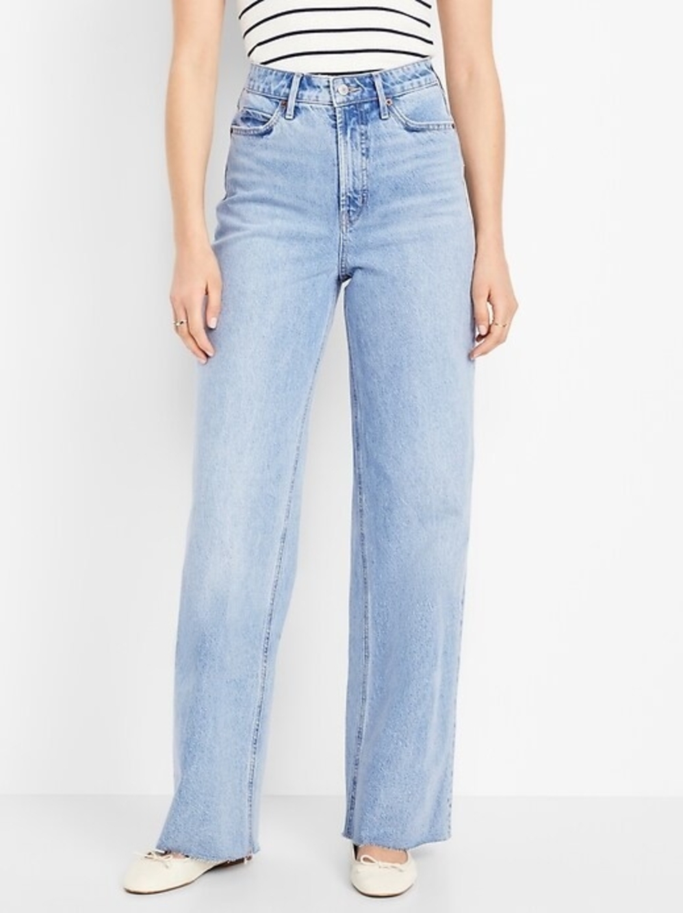Old Navy Women’s High-Rise Wide-Leg Jeans in Light Blue Size 16 Tall